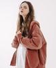 Dust Pigment Zip-Up Hoodie Red Brown Mjot7437