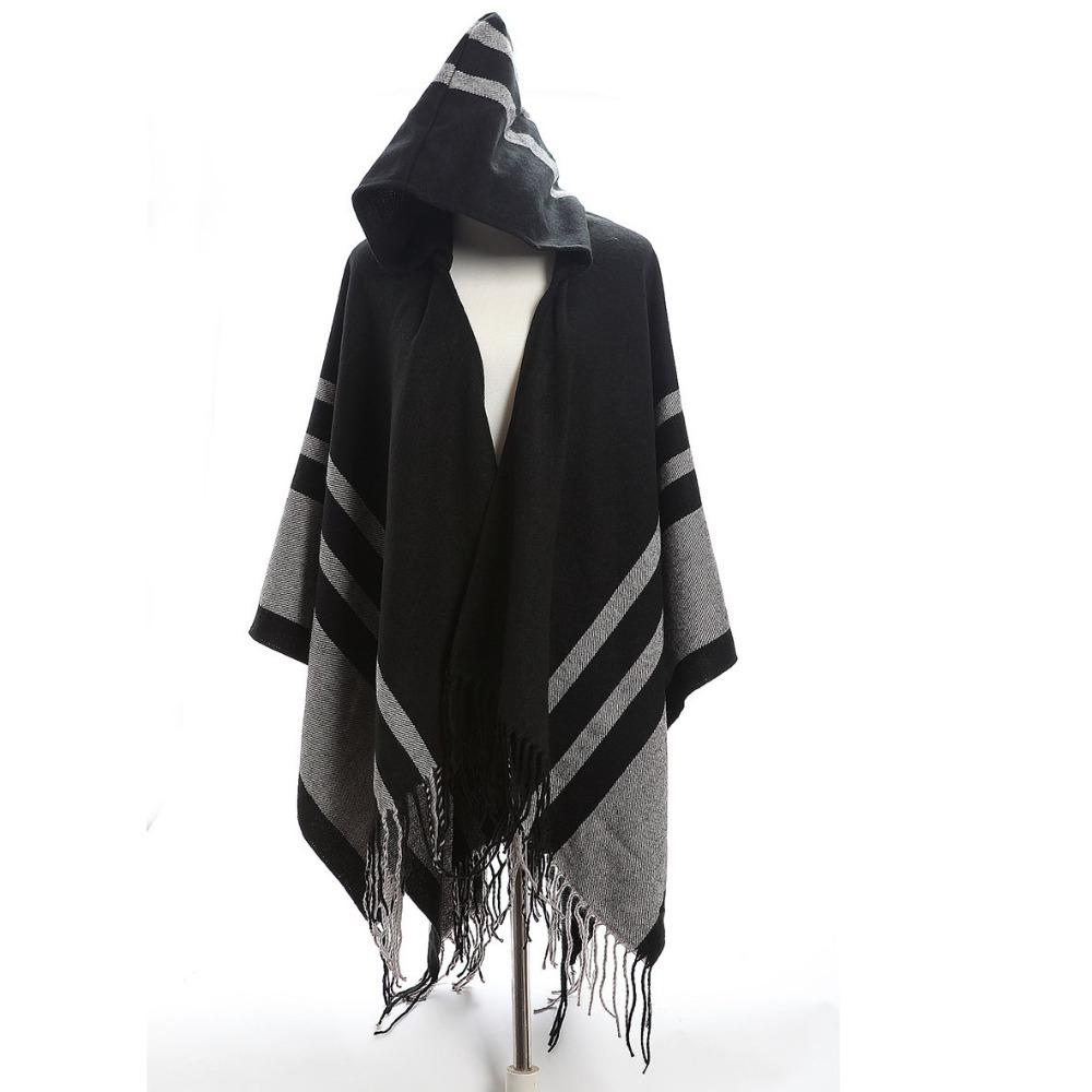 

Імітація Кашемірового Флісу Шаль з Капюшоном Накидка Шарф Жіноча Шаль Кейп чорний