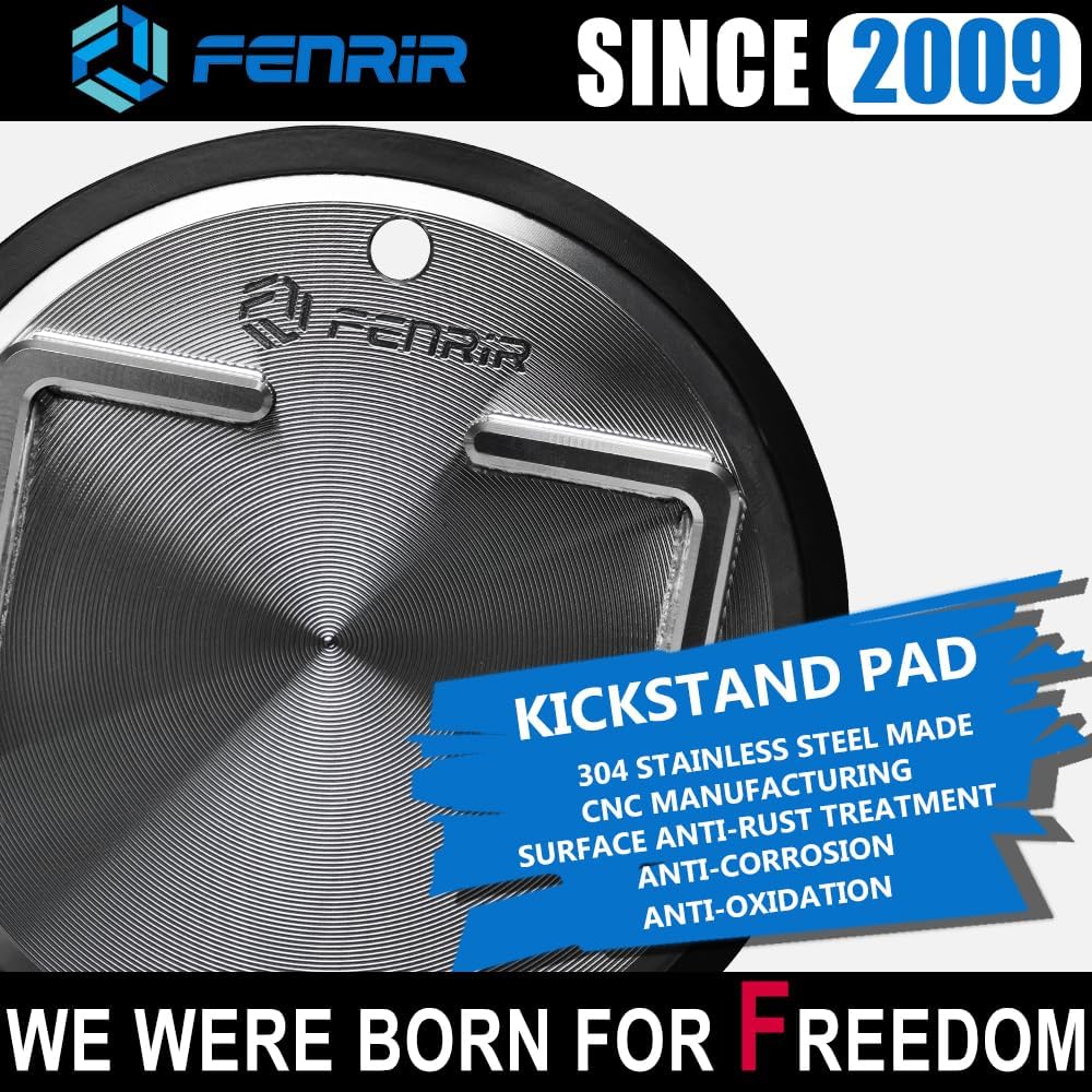 FENRIR 304 Stainless Steel Kickstand Pad Plate Support Coaster Accessory For Harley Davidson Indian Honda Yamaha Kawasaki Suzuki Triumph BMW KTM