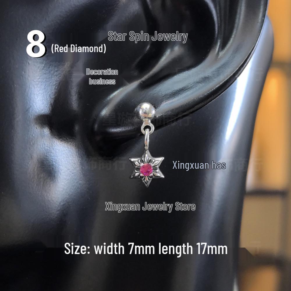 Cercei atârnători New Cross G-Dragon cu diamante colorate pentru bărbați și femei, Cupru alb, Argint thailandez, Ac din argint s925