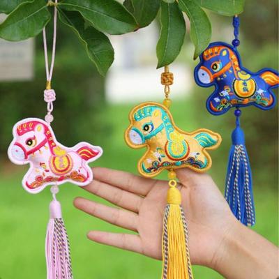 Handmade Horse Sachet Traditional Design Tassels Horse Shape Ornament Chinese Style Embroidery Wind Chimes New Year Festival