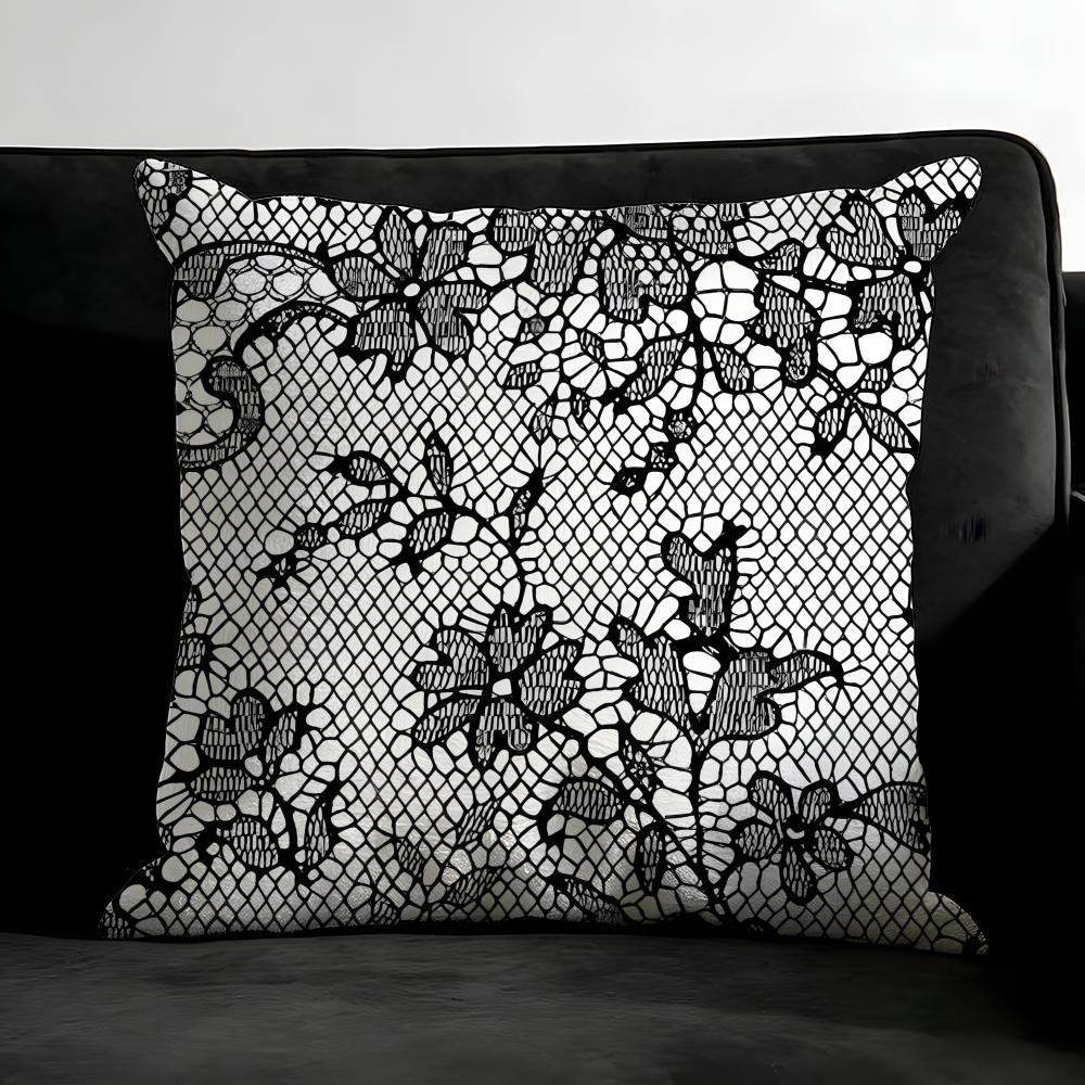 Lace Print Pattern Fashion Cushion Cover Pillowcase Ultra Soft Skin Friendly Fabric Cloud Like Comfort & Concealed Zipper