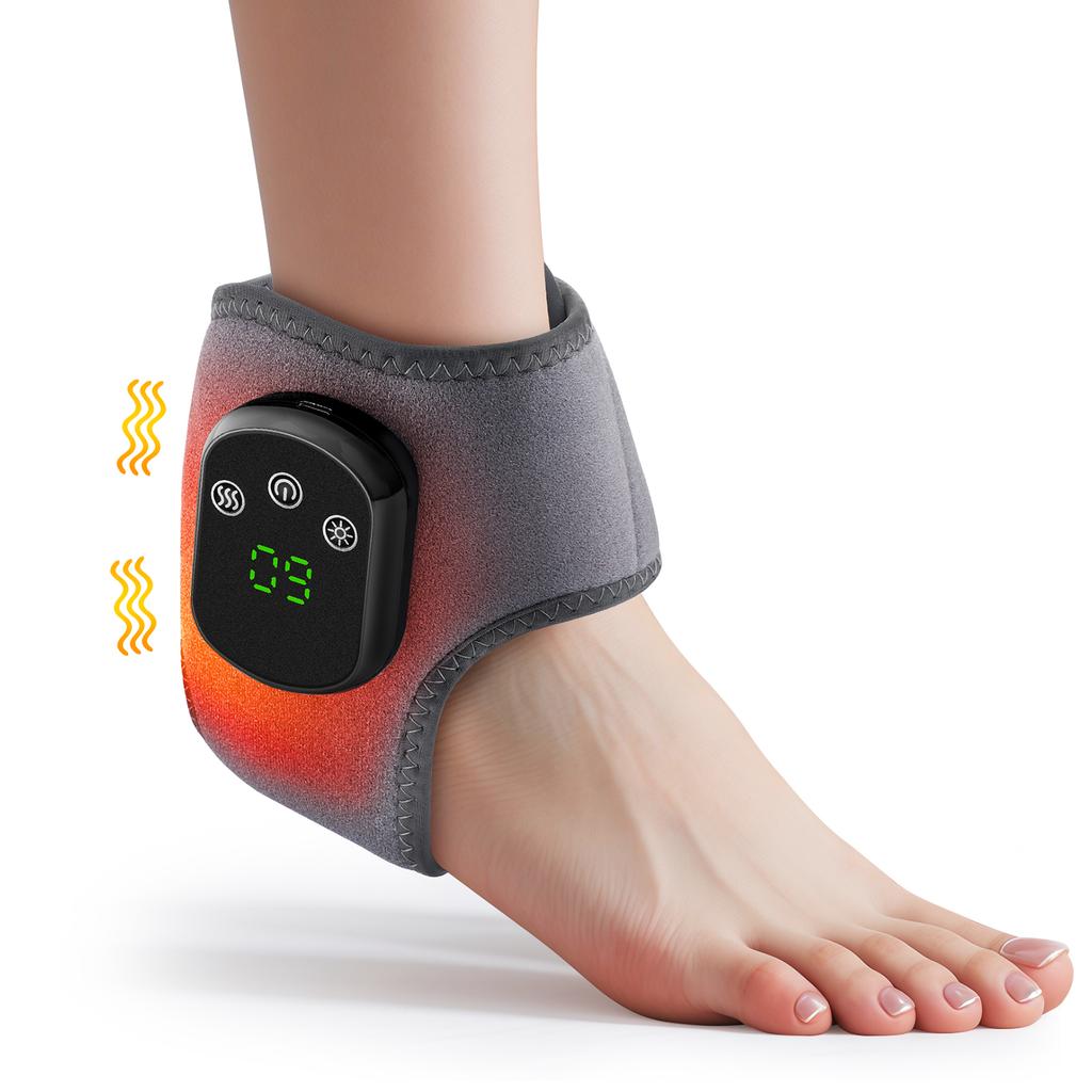 Electric Foot Ankle Massager Vibration Relaxation Warm Hot Compress Ankle Brace Joint Support Muscle Relieve Ankle Protection