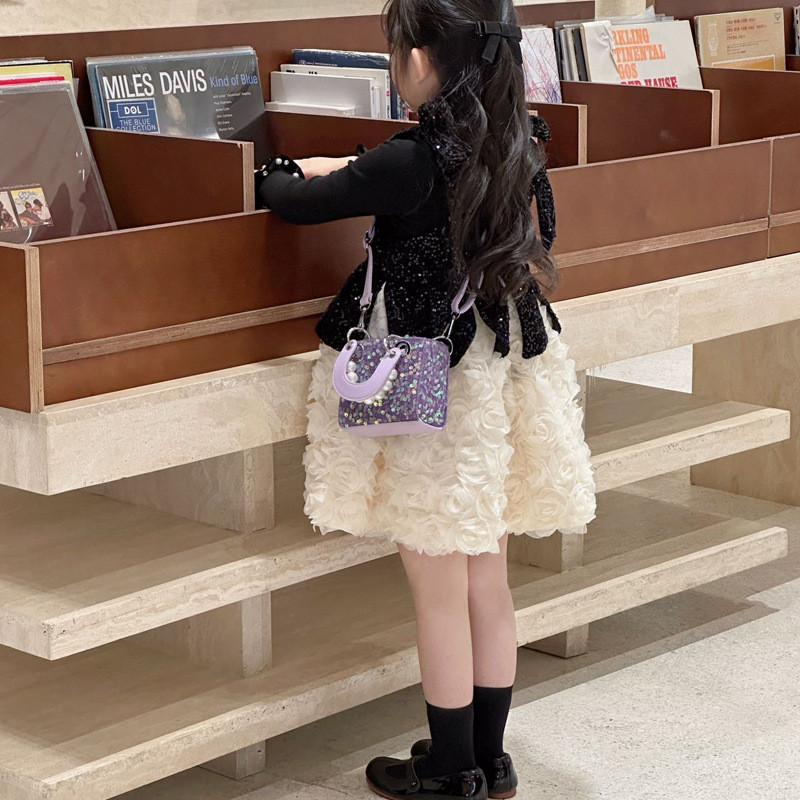 Korean Style Fashion Glitter Girls Shoulder  Sweet Pearl Crossbody  Mini