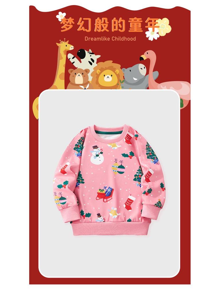 Kids’ Christmas Cartoon Long-Sleeve Sweatshirt, Autumn/Winter