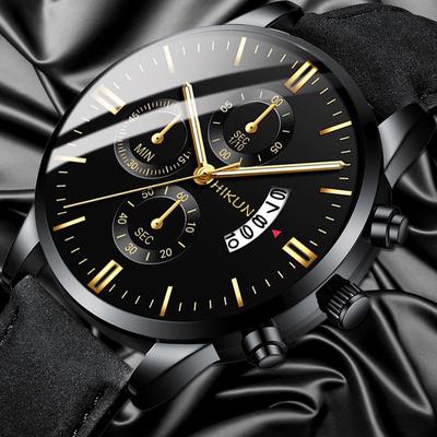 Luxury Mens Watch Watch, Fashion Sports Wristwatch, Leather Alloy Case, Quartz Wristwatch, Business Watch, Calendar Watch
