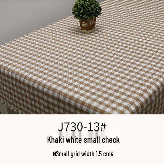 Plaid Cotton Linen Tablecloth and Cushion Fabric Set