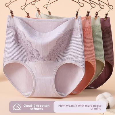 Plus Size Cotton Middle Aged Mother High Waist Antibacterial Breathable Briefs