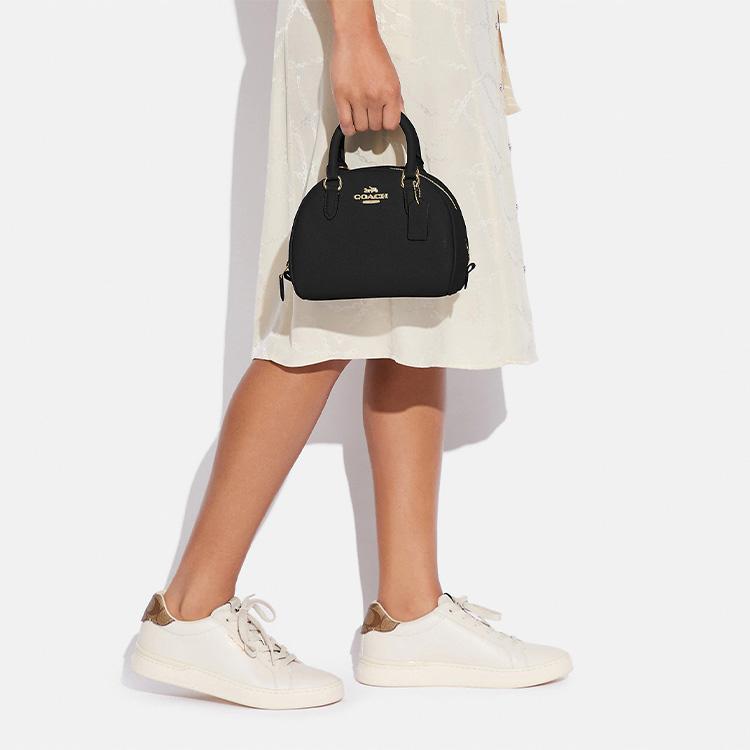 New COACH Sydney Cross Grain Leather Dome Bag, Handbag, Shoulder Bag, Crossbody Bag Small Women's Black CA202-IMBLK