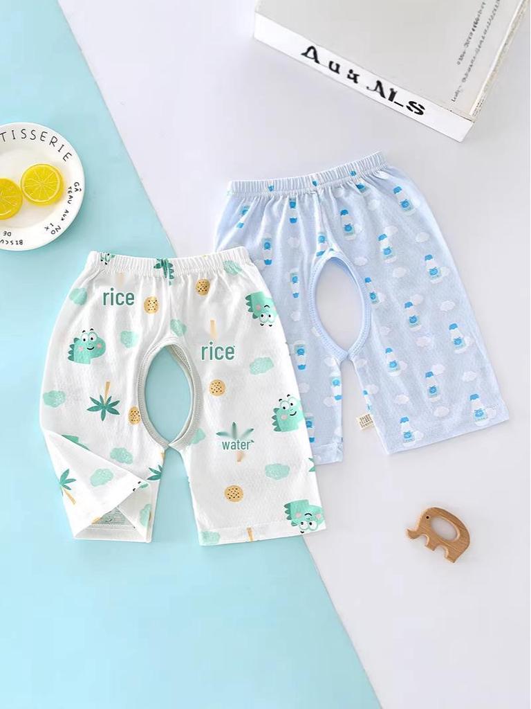 Baby Cotton Cartoon Open-Crotch Pants for Potty Training - Cool & Cute Summer Style for Infants & Toddlers