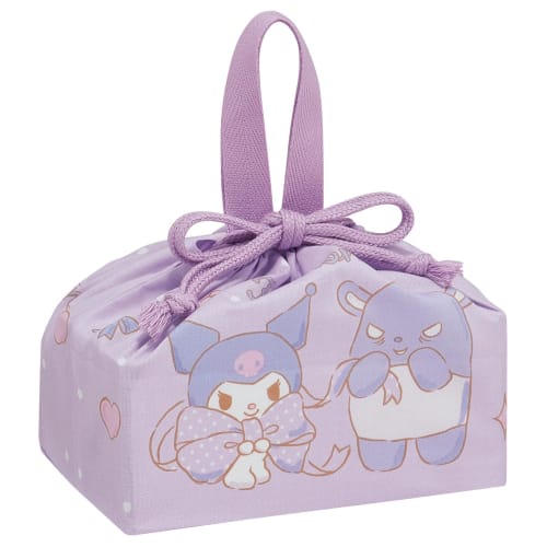 Skater Children's Drawstring Lunch Bag, Made in Japan, Sanrio Kuromi Big Ribbon, Girls' KB7-A