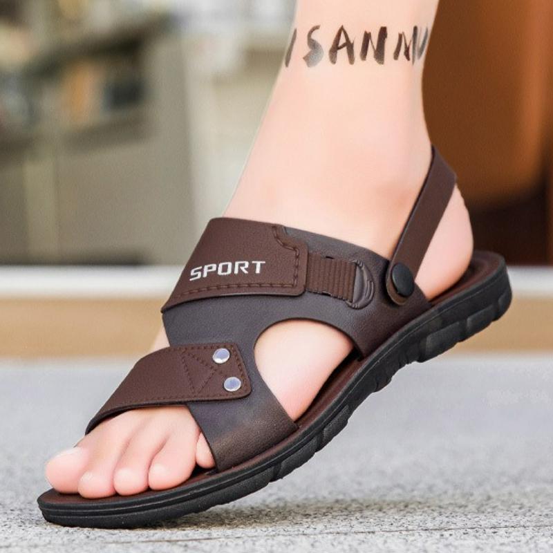 Módní letní pánské sandály Nazouvací pantofle Klasické sandály s měkkou podrážkou a nízkou hmotností Venkovní ležérní pánská plážová obuv s otevřenou špičkou a plochou podrážkou
