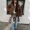 Jacket Trendy Fashion Wide-neck Loose Coat Autumn New Style Zipper Coat for Women