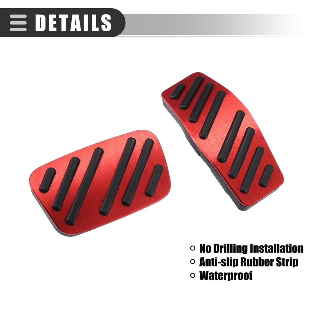 Motoforti Brake and Accelerator Pedal Covers for Chevy Cruze Black and 1 Set 2009-2020, Metal, Red,
