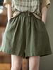 Women's Cotton Casual Elastic Waist Wide-Leg Cargo Shorts