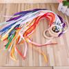 Rainbow Natural Wooden Ribbon Newborn Sensory Bell Toy Shower Gifts Dancing Prop