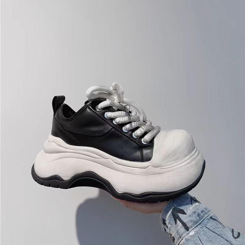 Fashion Autumn New Thick Sole Single Shoes Women Fashion Round Head Front Strap Thick Sole Anti-slip Wear-resistant Low-top Shoes