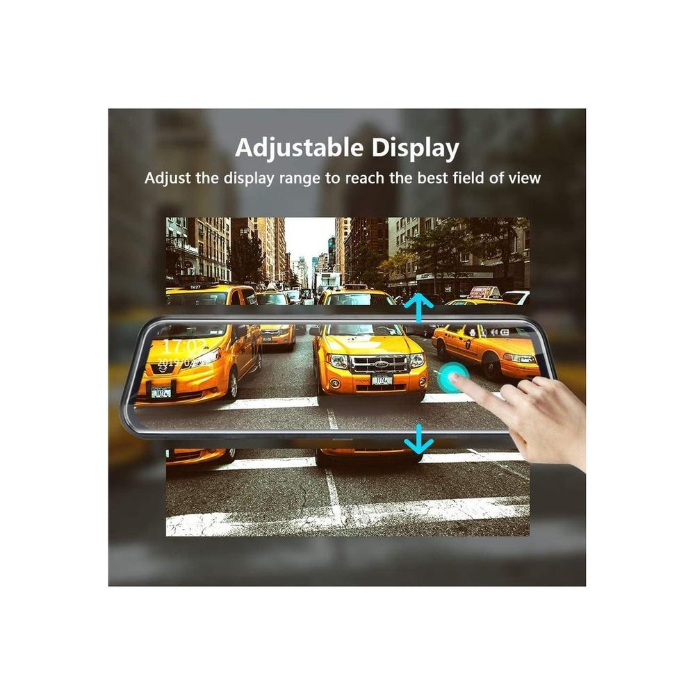 10-inchrror Dash Cam Night Vision 1080P Full Touch Screen Front and Rear View Backup Camera for Cars Loop Recording Streaming Media 170° Wide Angle P