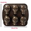 Bronze Color Skull Baking Cake Mold 6 Grids Baking Pan Bakeware Halloween Skull Cake Pan  Halloween