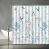 Pink Flower Butterfly Shower Curtain Natural Garden Landscape Home Fabric Bathroom Decoration Shower Curtain With Hook