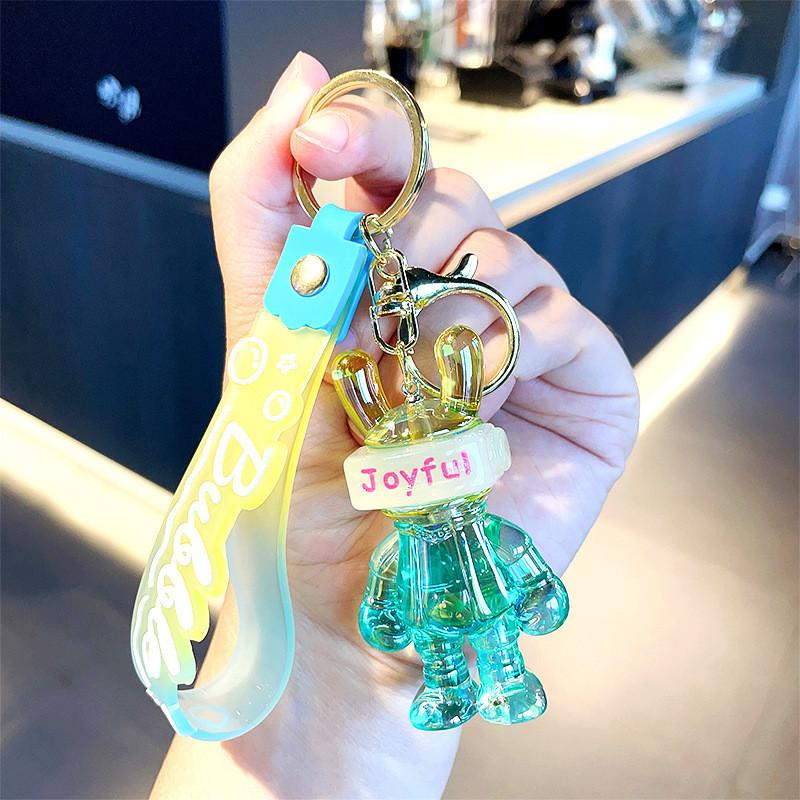 Colorful Glowing Rabbit Keychain Stylish Acrylic Cartoon Accessory For Bags And Keys