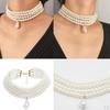 Elegant Multilayers Simulated Pearls Strand Necklace Cluster Statement Bib Choker Costume Jewelry