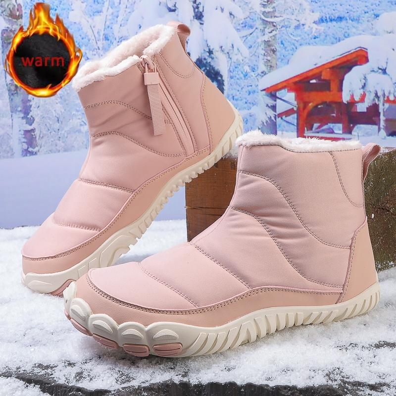 Women Snow Boots Winter Outdoor Work Shoes Men Waterproof Cotton Shoes Warm Fur Anti Slip Snow Boots Comfort Zipper Cotton Boots