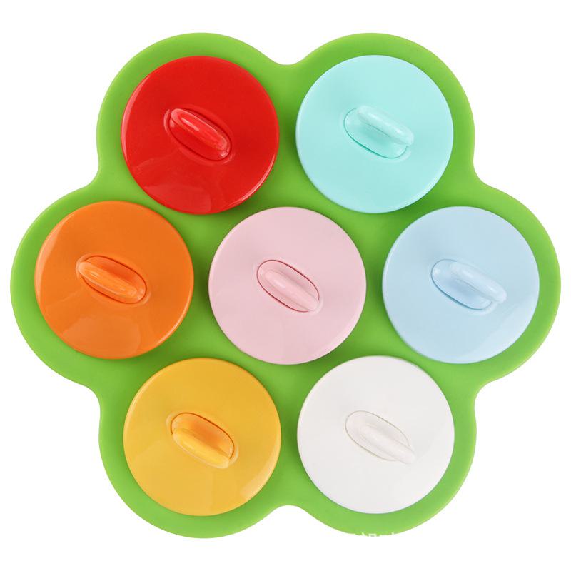 Stampo per ghiaccioli in silicone a sette fori per gelati fatti in casa - Vaschetta per il ghiaccio per uso alimentare