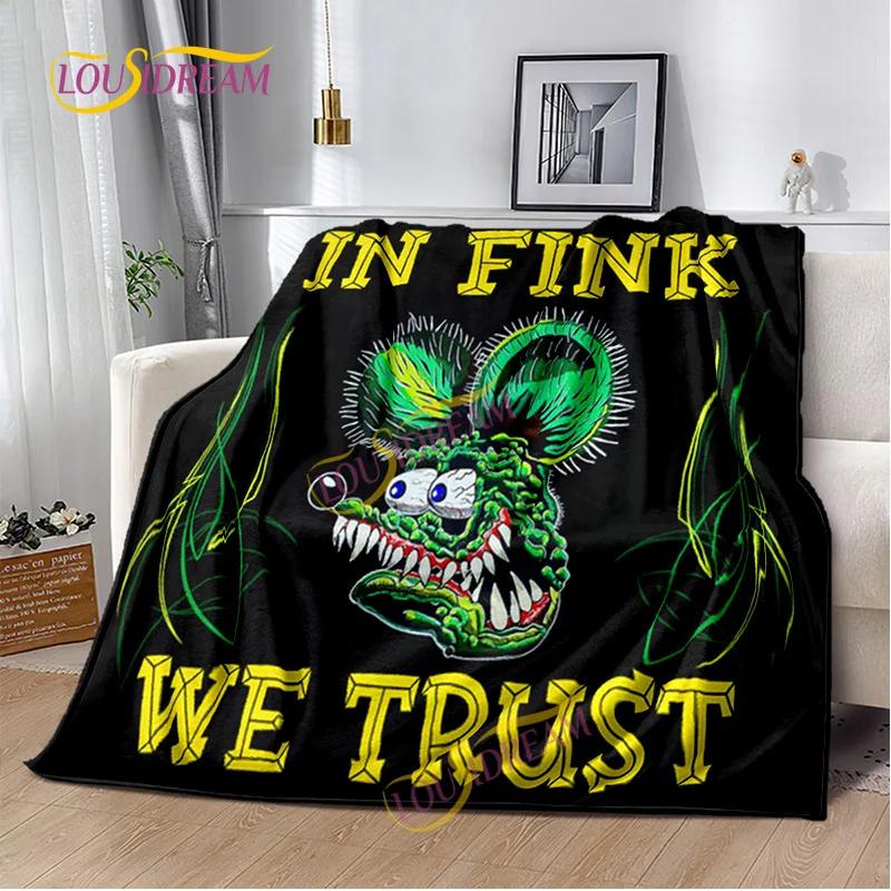 Portable Multifunctional Children's holiday birthday Gift Cartoon Rat Fink Cute Home Bedroom decoration Warm Sherpa blanket
