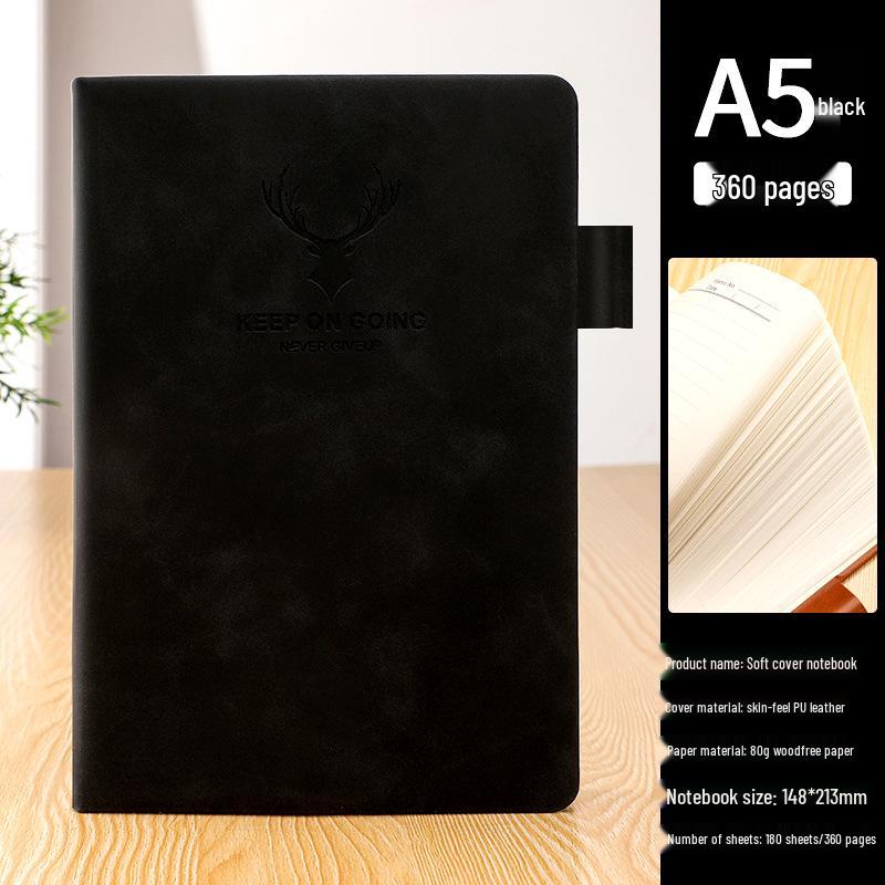 A5 Sheepskin Leather Business Notebook – Thick, Soft Cover for Meetings & Records