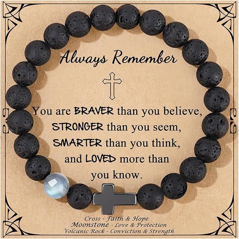 JYL TS Bracelet Men Elastic  Cross Charm Boosts Courage & Positive Energy Flow Always Remember безопасность желтый