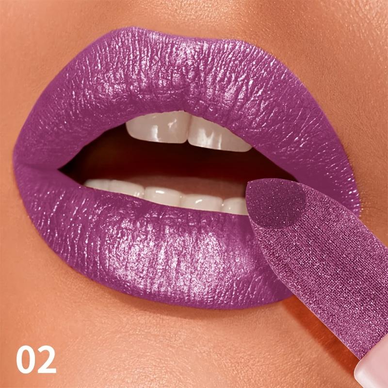 Luxuriöser metallischer lila Lipgloss Lang anhaltend Feuchtigkeitsspendend Wasserdicht und langlebig Perlglanz-Lippenstift Perfekt für den täglichen Gebrauch