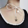 Moda Urocze Owijane Koreańskie Chokery z Tkaniny Naszyjniki Kobiety Naszyjnik Statement z Pięcioramienną Gwiazdą Biżuteria DIY Prezenty dla Dziewczyny