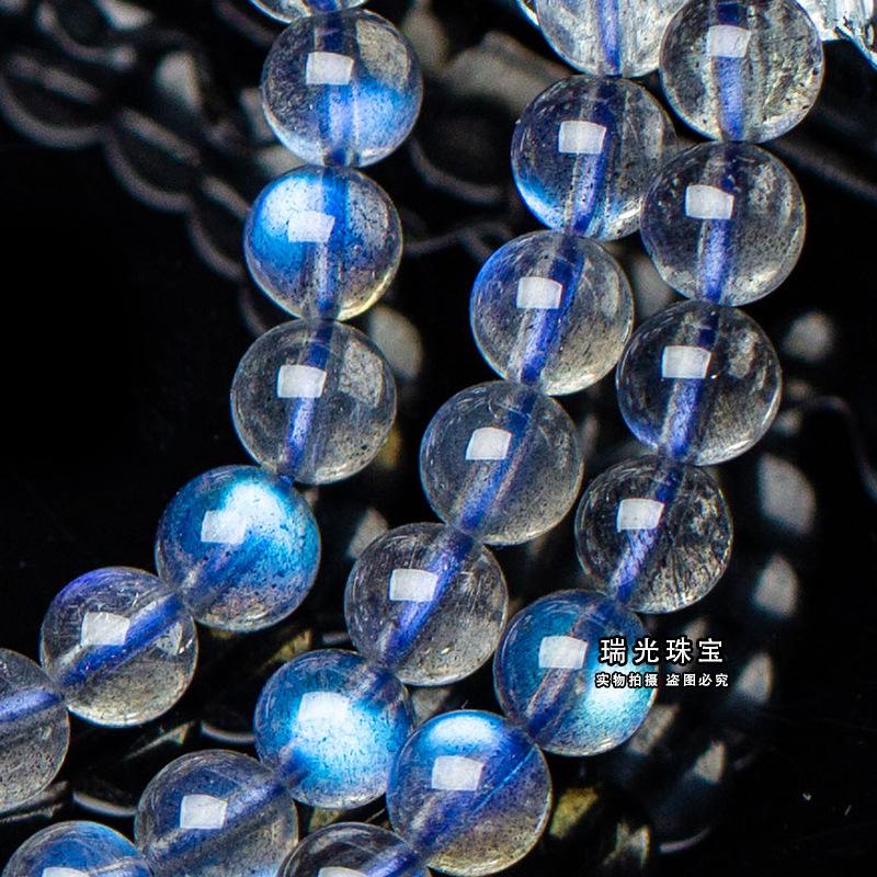 New Product 8ACompletely Pure Gray Moonlight Collectible Full Blue Light Labradorite Cat's Eye Crystal Bracelet