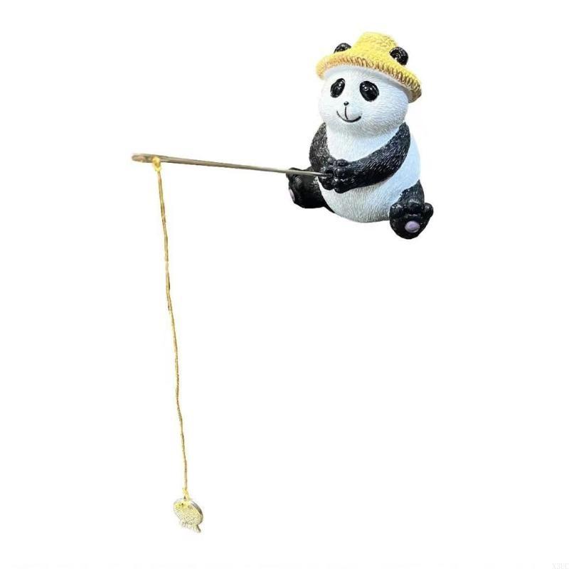 

Resins Frogs Panda Fishing Statue for Garden Landscape Collectible Ornament Gift X3UC