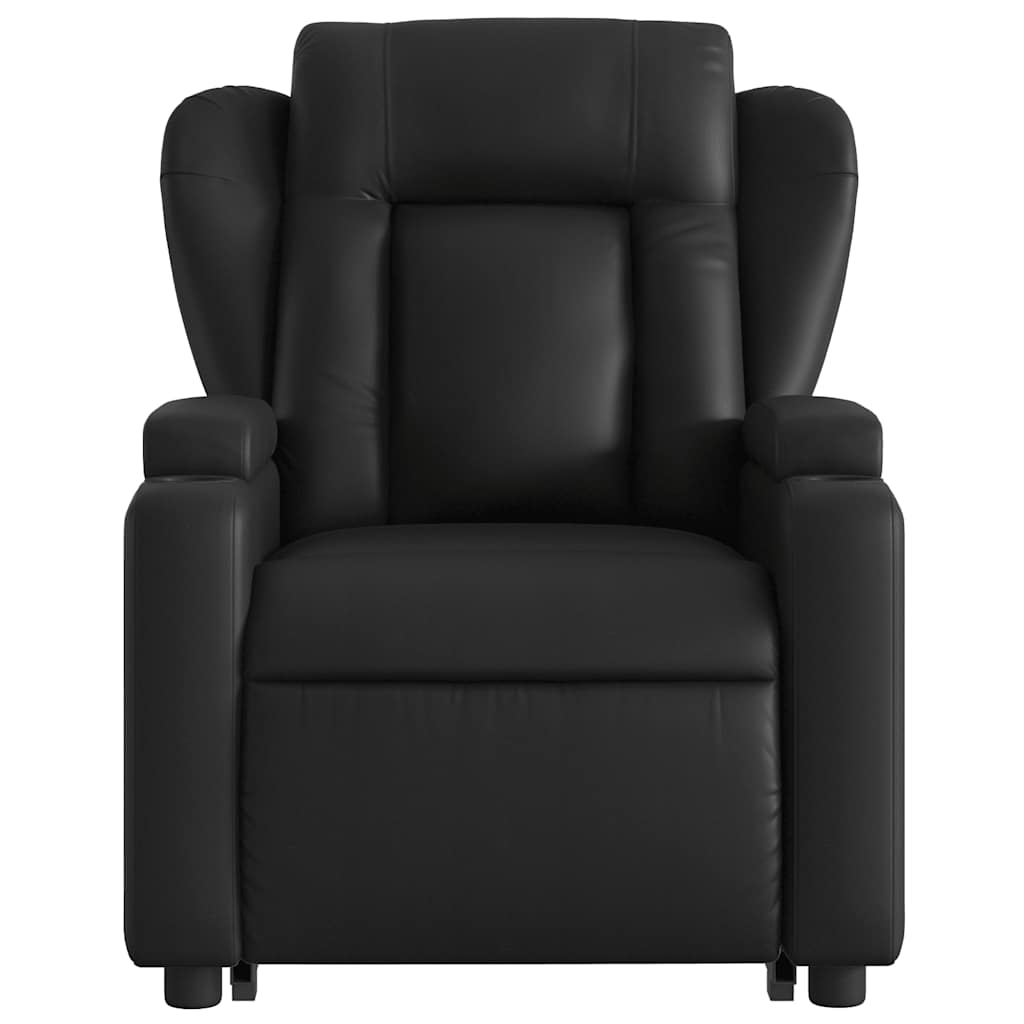 Massage Recliner with Rising Function Black Artificial Leather
