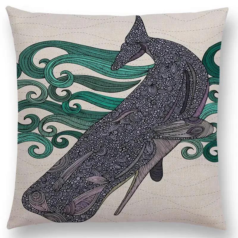 Hinduism Style Cushion Cover Mandalas Floral Animals Flower Deer Elephant Whale Bee Pig Pangolin Squirrel Frog Sofa Pillow Case