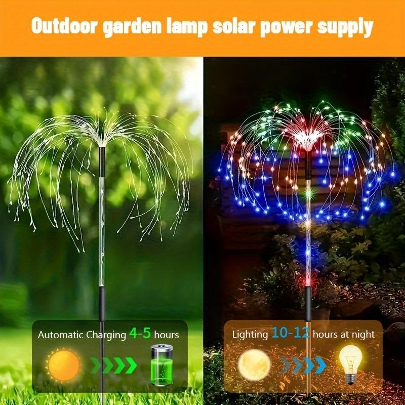 4PACK Outdoor Solar Lighting Copper Flash Post Light, LED 8 Modes Garden Landscape Light, Stainless Steel Rod with Light Source Sensor