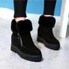 Fashion Waterproof Plush Warm Ankle Boots Women Zip Fur Faux Suede Snow Boots Non-slip Cotton Shoes Women's Winter Boots Botas Mujer