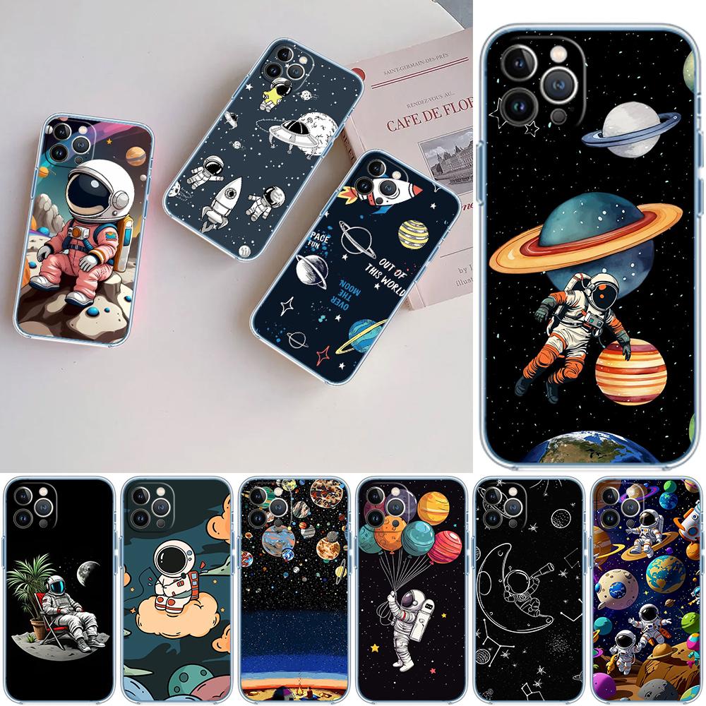 CJ12 Astronaut Space Moon Case for Motorola Moto E13 E15 E20 E22 E22I E22S E30 E32 E40 E7 E7I G Plus Power Play Stylus G22 G14