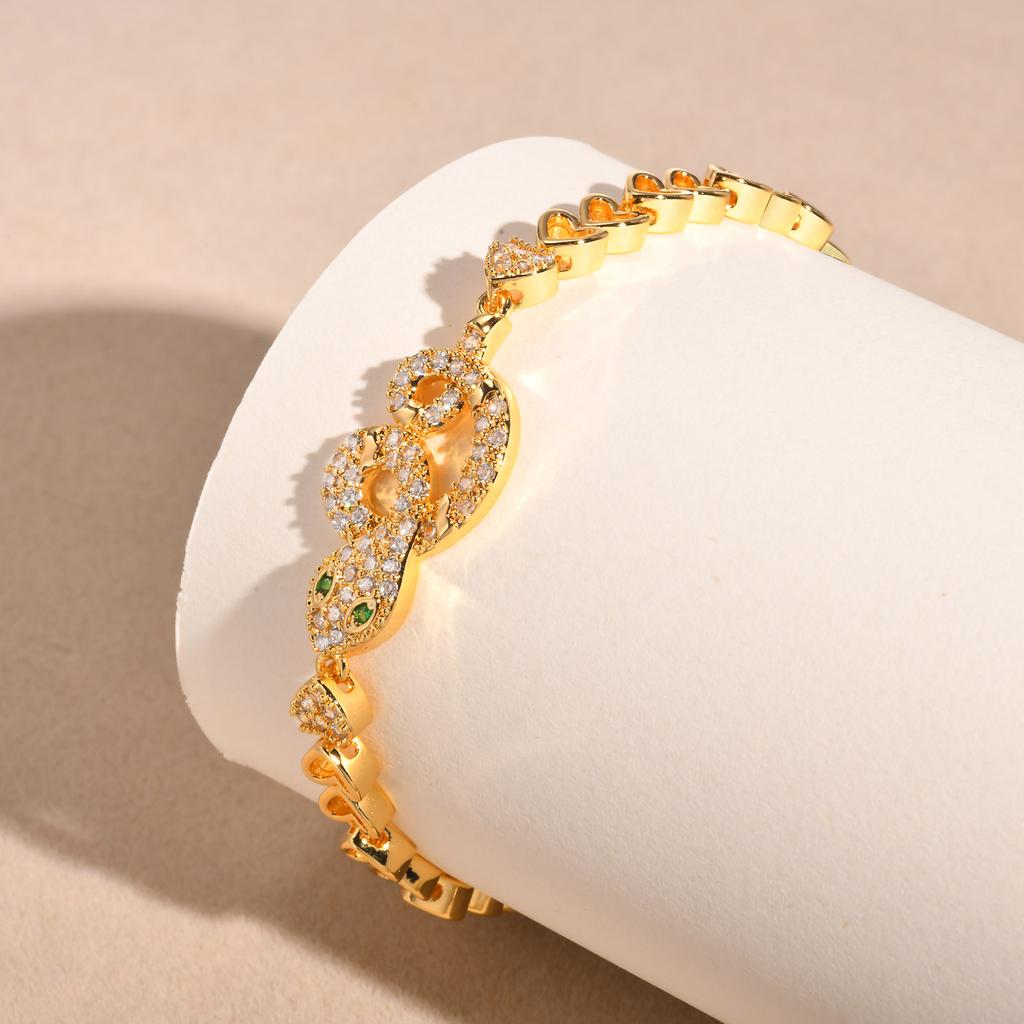 Heart Chain Bracelet Gold Plated Cubic Zirconia Dainty Stackable Jewelry Gift for Women Love Forever Jewelry