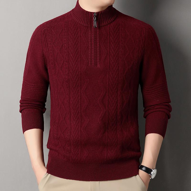 

Men s 2025 Winter Wool Half-Zip Thick Casual Sweater, Fine Knit M10013 180/XXL