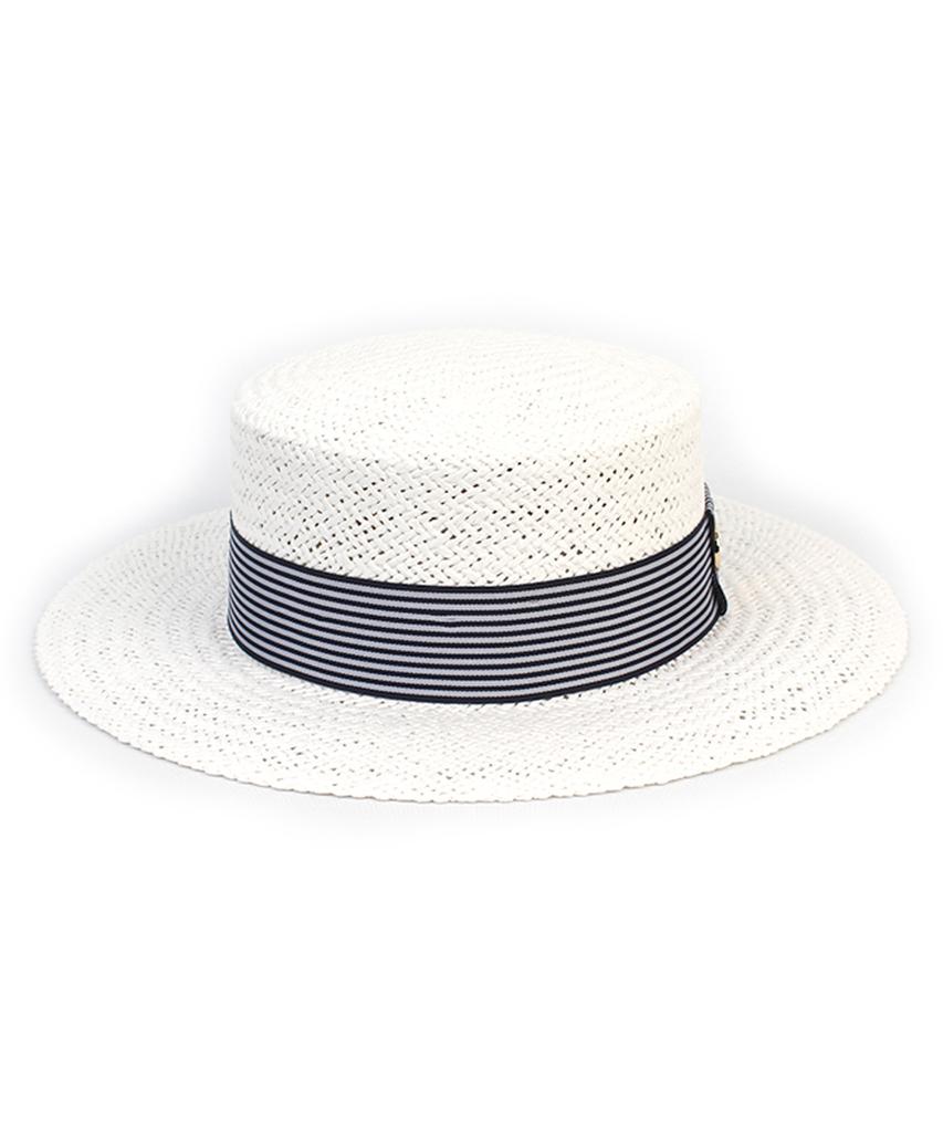 Stripe Line White Panama Hat