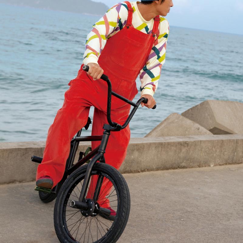 Levis SS23 Skate Series Solid Color Washed Distressed Overalls Men Overalls Orange A2092-0002