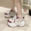 Fashion 8CM Women Thick Leather Sneakers New Autumn High Platform Dad Shoes Women Casual Trainer Sneakers Thick Sole Vulcanize Shoes