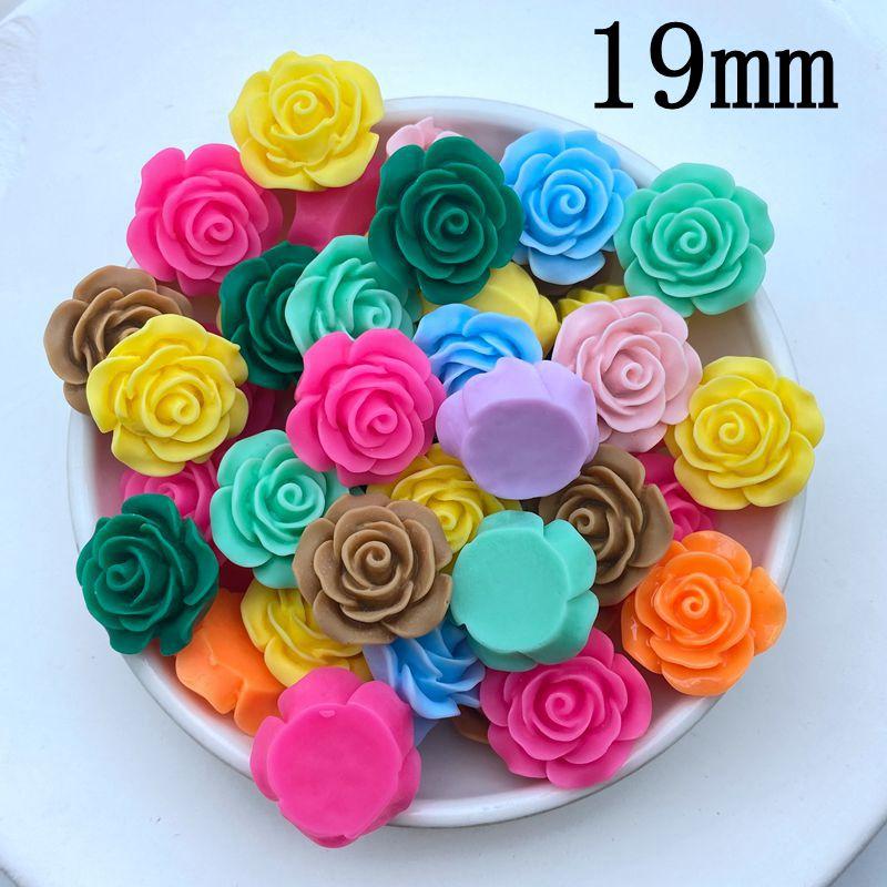 20Pcs New Cute Mini 19mm Rose Flower Flat Back Resin Cabochons Scrapbooking DIY Jewelry Craft Decoration Accessorie