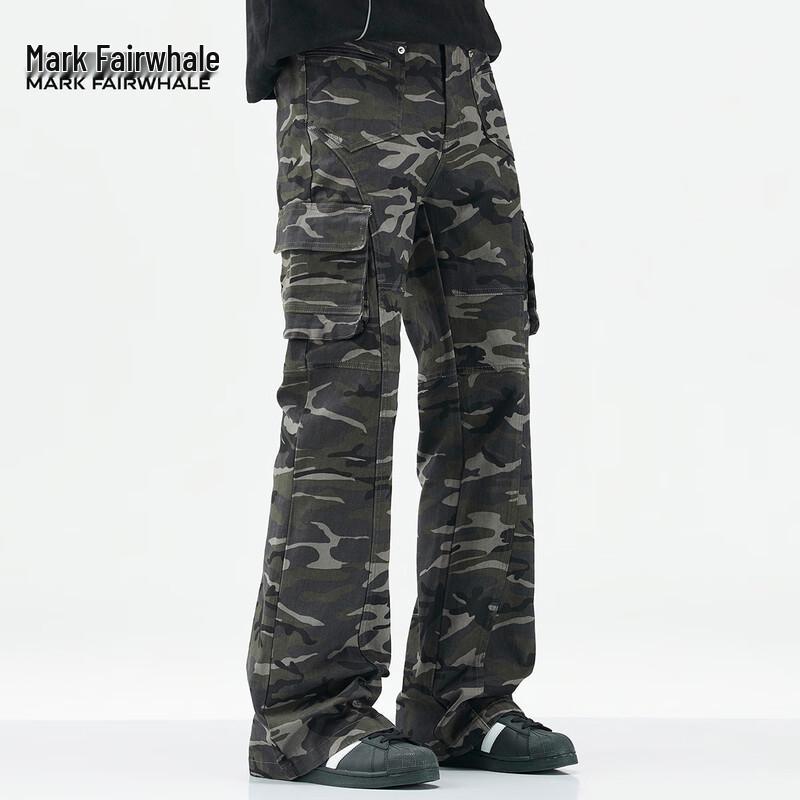 Mark Fairwhale Men's Camouflage Slim Fit Flare Cargo Pants
