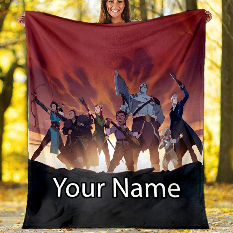 Custom Name Vox Machina Theme Printed Blanket - Perfect for Couch, Bed, Travel & Outdoor Use | Machine Washable, Cozy & Durable.