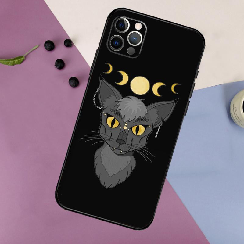 Witches Cat Moon Phone Case For iPhone 17 16 15 14 11 12 13 Pro Max Plus 12 13 mini 16e 17 Air Bumper Cover