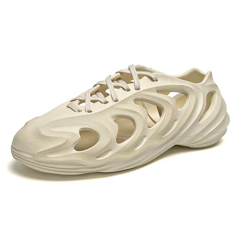 Men's Classic Hollow Sandals Anti Slip Beach Hole Shoes Summer Lace Up Sports Sandals Outdoor Lightweight Water Garden Shoes
